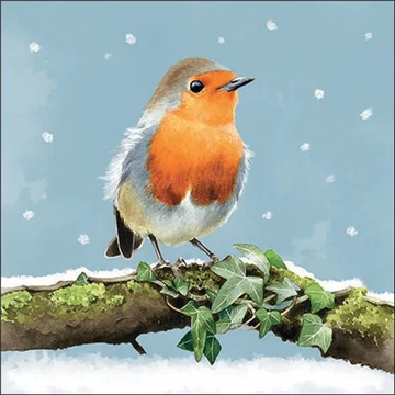 Robin on branch papírszalvéta 33x33cm, 20db-os, AMB.33319180