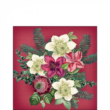 Azalea and helleborus red papírszalvéta 25x25cm, 20db-os, AMB.32518970
