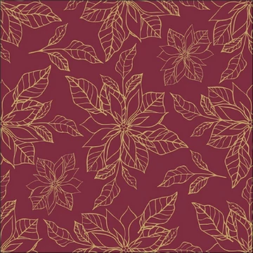 Poinsettia outline bordeaux papírszalvéta 33x33cm, 20db-os, AMB.33318952