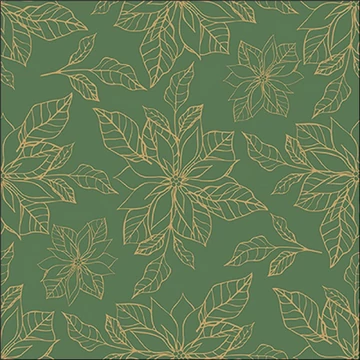 Poinsettia outline green papírszalvéta 33x33cm, 20db-os, AMB.33318953