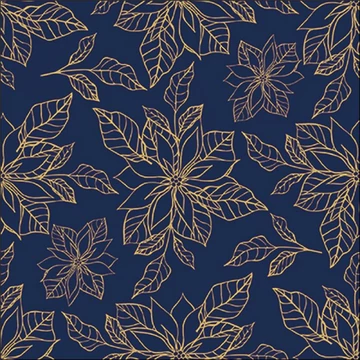 Poinsettia outline blue papírszalvéta 33x33cm, 20db-os, AMB.33318954