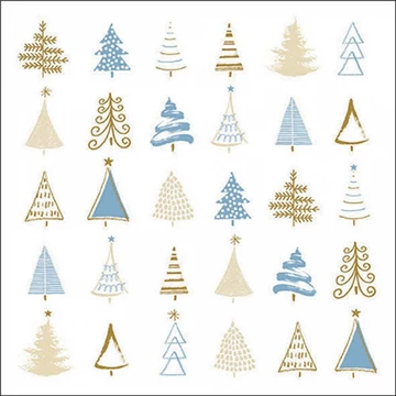 Christmas tree doodles blue papírszalvéta 33x33cm, 20db-os, AMB.33319046