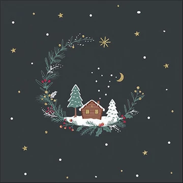 Little wood cabin anthracite papírszalvéta 33x33cm, 20db-os, AMB.33319011