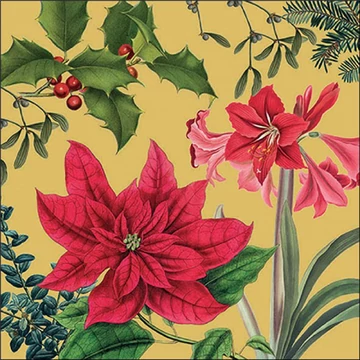 Christmas plants gold papírszalvéta 33x33cm, 20db-os, AMB.33316557