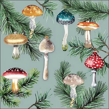 Mushroom ornaments mint papírszalvéta 33x33cm, 20db-os, AMB.33319156