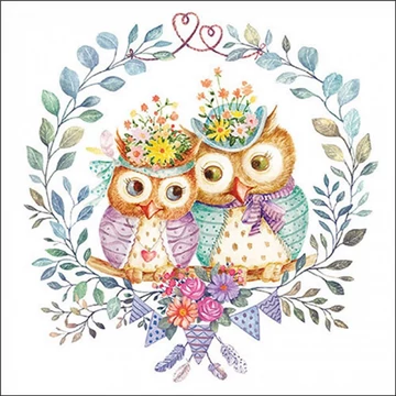 Owl couple in love papírszalvéta 33x33cm, 20db-os, AMB.13319405