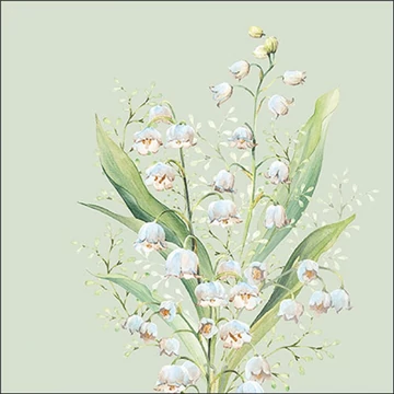 Lily of the valley green papírszalvéta 33x33cm, 20db-os, AMB.13319551