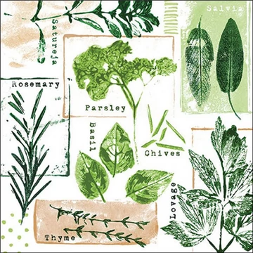 Herb prints white papírszalvéta 33x33cm, 20db-os, AMB.13319635