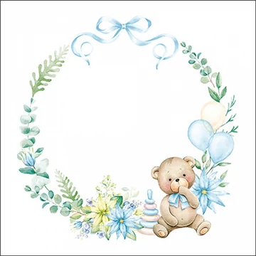Baby teddy bear blue papírszalvéta 33x33cm, 20db-os, AMB.13319710