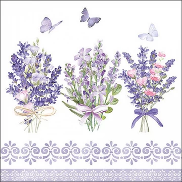 Lovely lavender white papírszalvéta 33x33cm, 20db-os, AMB.13319735