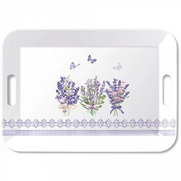 Lovely lavender white műanyag nagytálca 33x47cm, AMB.13919735