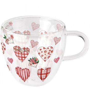 Lovely Hearts duplafalú borosilicate üvegcsésze 0,25l, AMB.14419745