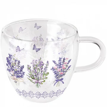 Lovely lavender white duplafalú borosilicate üvegcsésze 0,25l, AMB.14419735