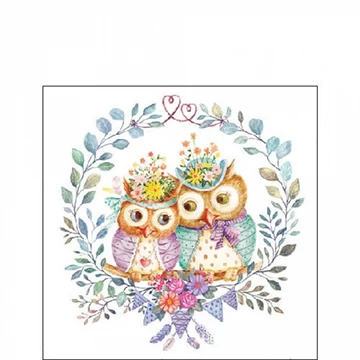 Owl couple in love papírszalvéta 25x25cm,20db-os, AMB.12519405