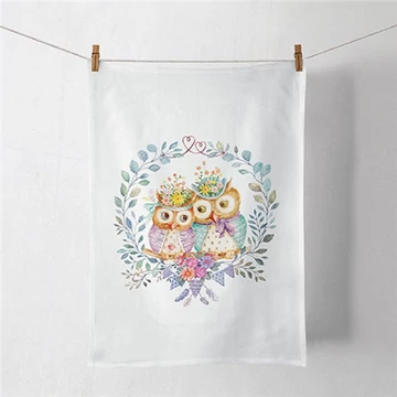 Owl couple in love konyharuha 50x70cm, 100% pamut, AMB.17819405