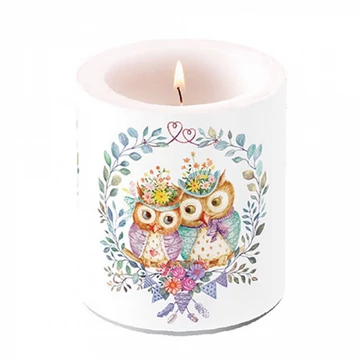 Owl couple in love átvilágítós gyertya 10x10cm, AMB.19319405