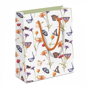 Butterfly garden white papír ajándéktáska 22x9x23cm, AMB.11219335