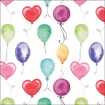 Flying balloons white papírszalvéta 33x33cm, 20db-os, AMB.13319800