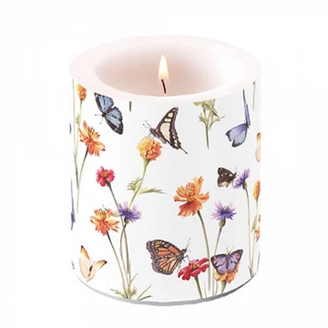 Butterfly garden white átvilágítós gyertya 10x10cm, AMB.19319335