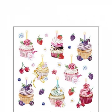 Fruity cupcakes white papírszalvéta 25x25cm,20db-os, AMB.12519535