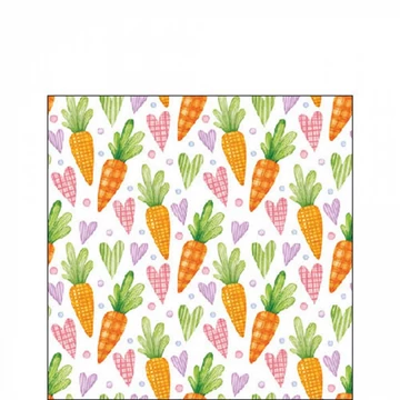 Carrots and hearts white papírszalvéta 25x25cm, 20db-os, AMB.22519760