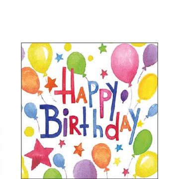 Colourful birthday papírszalvéta 25x25cm,20db-os, AMB.12519845