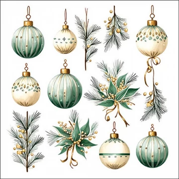 Hanging decorations green papírszalvéta 33x33cm, 20db-os, AMB.33319985