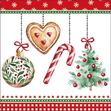 Ornaments on a cord white papírszalvéta 33x33cm, 20db-os, AMB.33320045 Ornaments on a cord white papírszalvéta 33x33cm, 20db-os, AMB.33320045