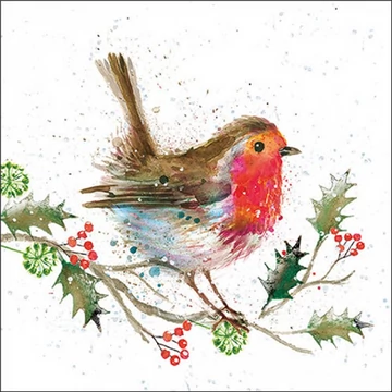 Winter robin papírszalvéta 33x33cm, 20db-os, AMB.33320115
