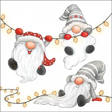 Gnomes on the light chain white papírszalvéta 33x33cm, 20db-os, AMB.33320185