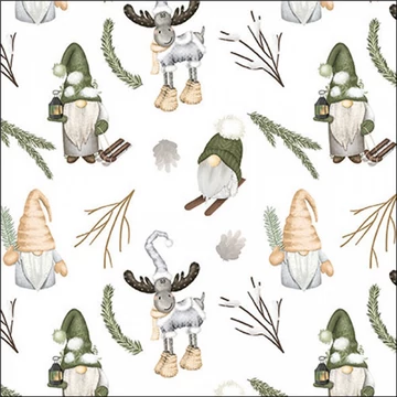 Forest gnomes white papírszalvéta 33x33cm, 20db-os, AMB.33320190