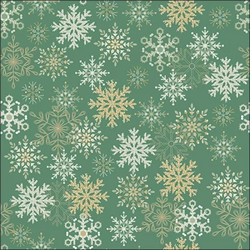 Snowflakes all over green papírszalvéta 33x33cm, 20db-os, AMB.33320229