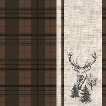 Deer plaid brown papírszalvéta 33c33cm, 20db-os, AMB.13320243