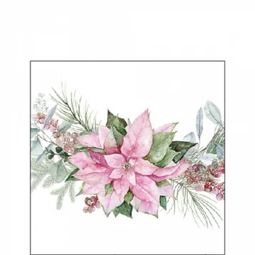Pink poinsettia papírszalvéta 25x25cm, 20db-os, AMB.32520285