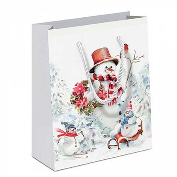 Sporty snowmen papír ajándéktáska 22x13x25cm, AMB.31220095