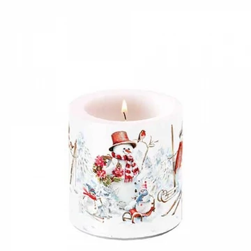 Sporty snowmen átvilágítós gyertya 8x7,5cm, AMB.39220095