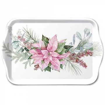 Pink poinsettia műanyag kistálca 13x21cm, AMB.33720285