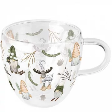 Forest gnomes white duplafalú borosilicate üvegcsésze 0,25L, AMB.34420190