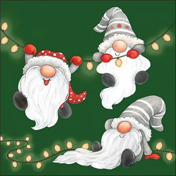 Gnomes on the light chain green papírszalvéta 33x33cm, 20db-os, AMB.33320186