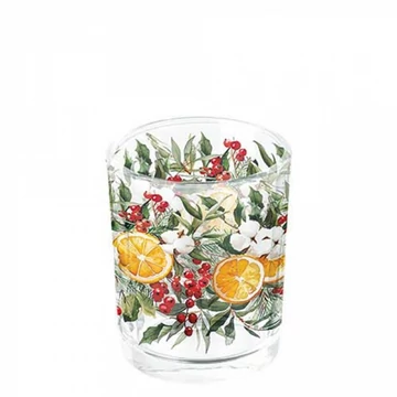 Winter Oranges üveg mécsestartó 5,5x6cm, AMB.37319935