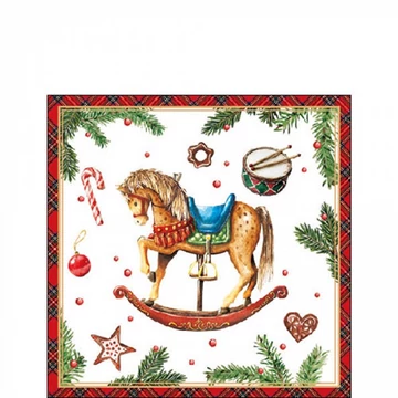 Classic rocking horse white papírszalvéta 25x25cm, 20db-os, AMB.32520040
