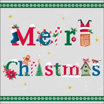 Merry message green papírszalvéta 33x33cm, 20db-os, AMB.33320207