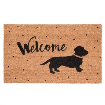 Lábtörlő 75x45cm, kókusz-PVC,kutyás " Welcome", CLEEF.MC137
