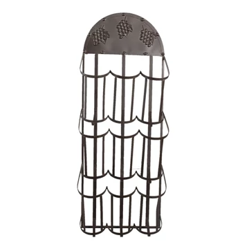 Fali bortartó 9 fakkos, szőlőfürtös, 30x18x83cm, barna fém, CLEEF.5Y0871 Fali bortartó 9 fakkos, szőlőfürtös, 30x18x83cm, barna fém, CLEEF.5Y0871