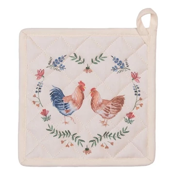 Edényalátét 20x20cm, pamut, Chicken and Rooster, CLEEF.CAR45 Edényalátét 20x20cm, pamut, Chicken and Rooster, CLEEF.CAR45