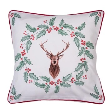 Párnahuzat 40x40cm, pamut, Holly Christmas, CLEEF.HCH21