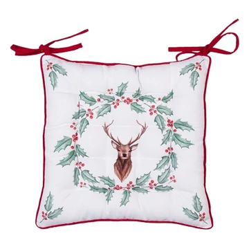 Székpárna 40x40cm, pamut, Holly Christmas, CLEEF.HCH29