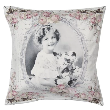 Textil párnahuzat 45x45cm, 100% polyester, nosztalgia kislányfotó, CLEEF.KT021.273