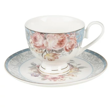 Porceláncsésze+alj 200ml, kék-rózsaszín rózsás, CLEEF.PECKS-2