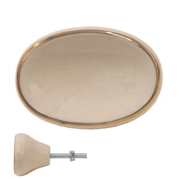 Kerámia ajtófogantyú krém, arany szegéllyel, ovál, 5x3x3cm, CLEEF.65058 Kerámia ajtófogantyú krém, arany szegéllyel, ovál, 5x3x3cm, CLEEF.65058